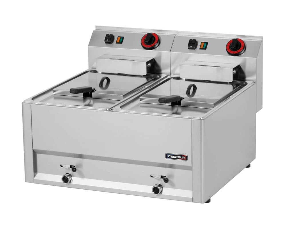 Friteuse électrique à poser avec vanne de vidange 2x8 litres T 66