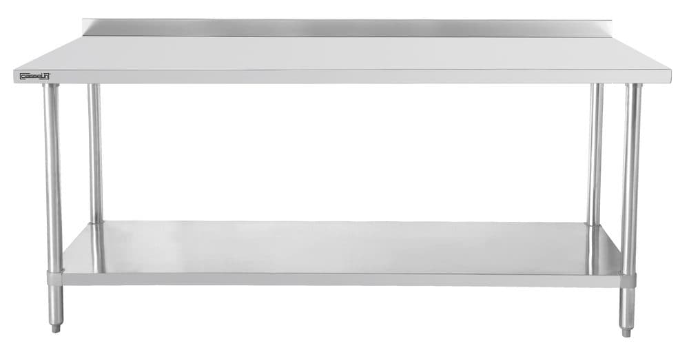 Table de travail inox 600 avec dosseret et étagère 1200 mm