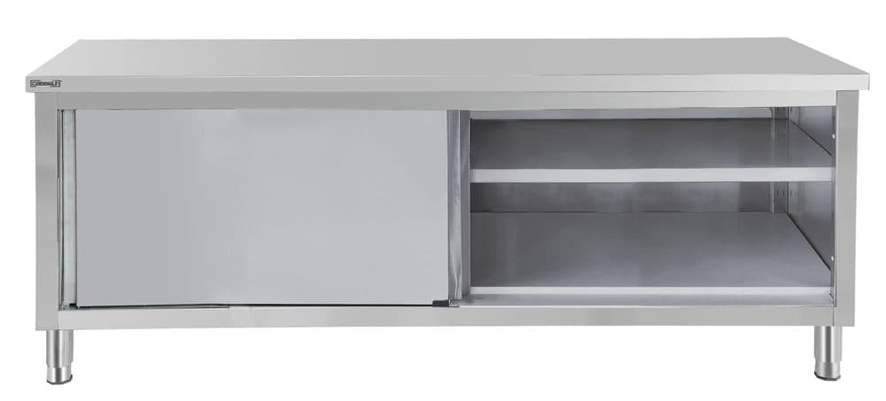 Table de travail Inox 600 avec portes coulissantes 1400 mm