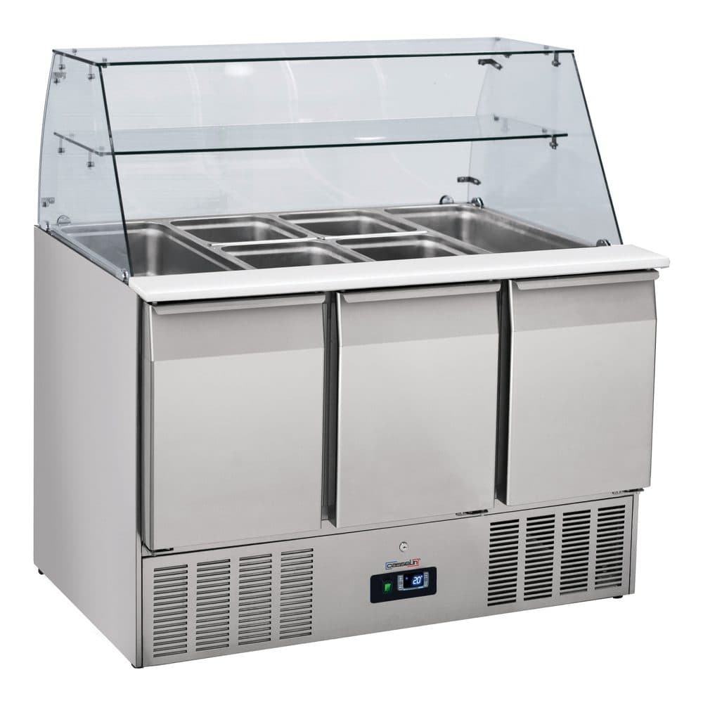 Saladette vitrée 3 portes GN 1/1