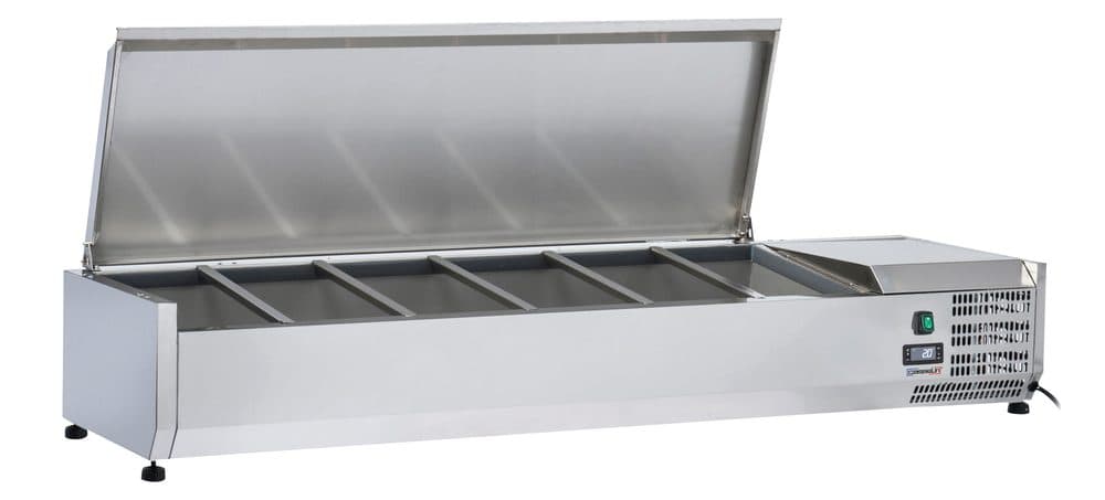 Saladette à poser 5 x GN 1/3 + 1 GN 1/2 avec couvercle